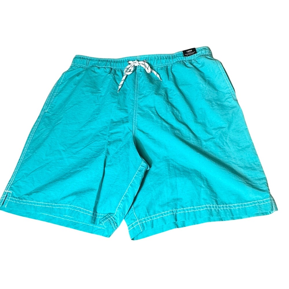 Roundtree‎ & Yorke Swim Trunks Turquoise Drawstring Lined Shorts Large